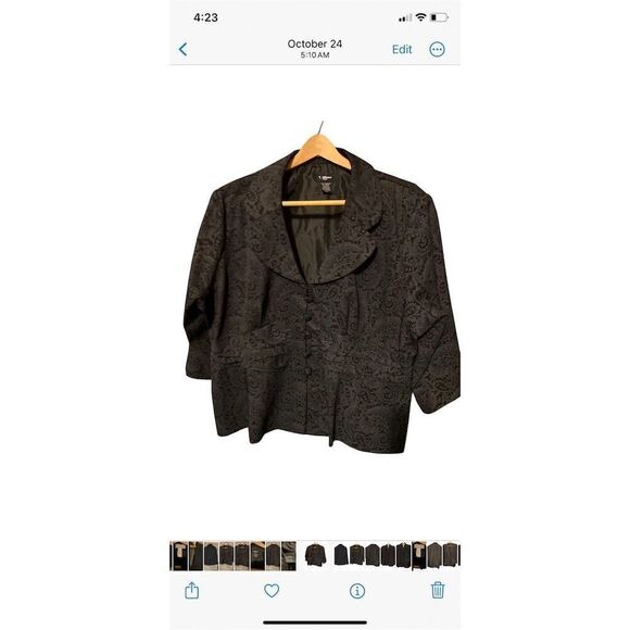 Betsey Johnson Women's XL Black Vintage Blazer Jacket Embroidered - Picture 2 of 8
